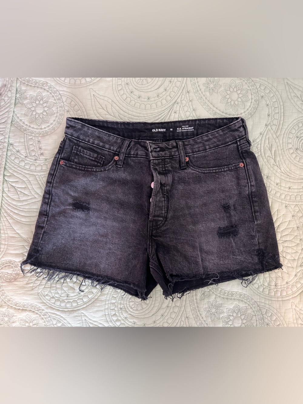 Old Navy Washed Black Distressed Denim Cutoff Shorts